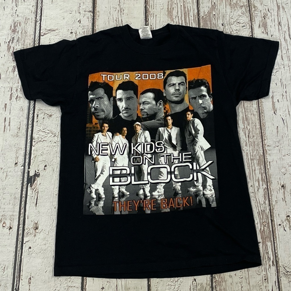 New Kids on the Block NKOTB 2008 World Tour Pop Music Crewneck Tee Top Shirt